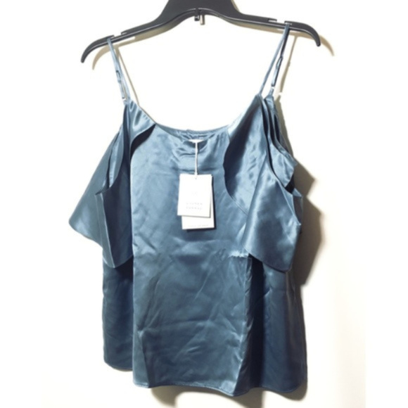 SOLD LC Lauren Conrad Blouse Cold Shoulder Blue - Picture 3 of 8